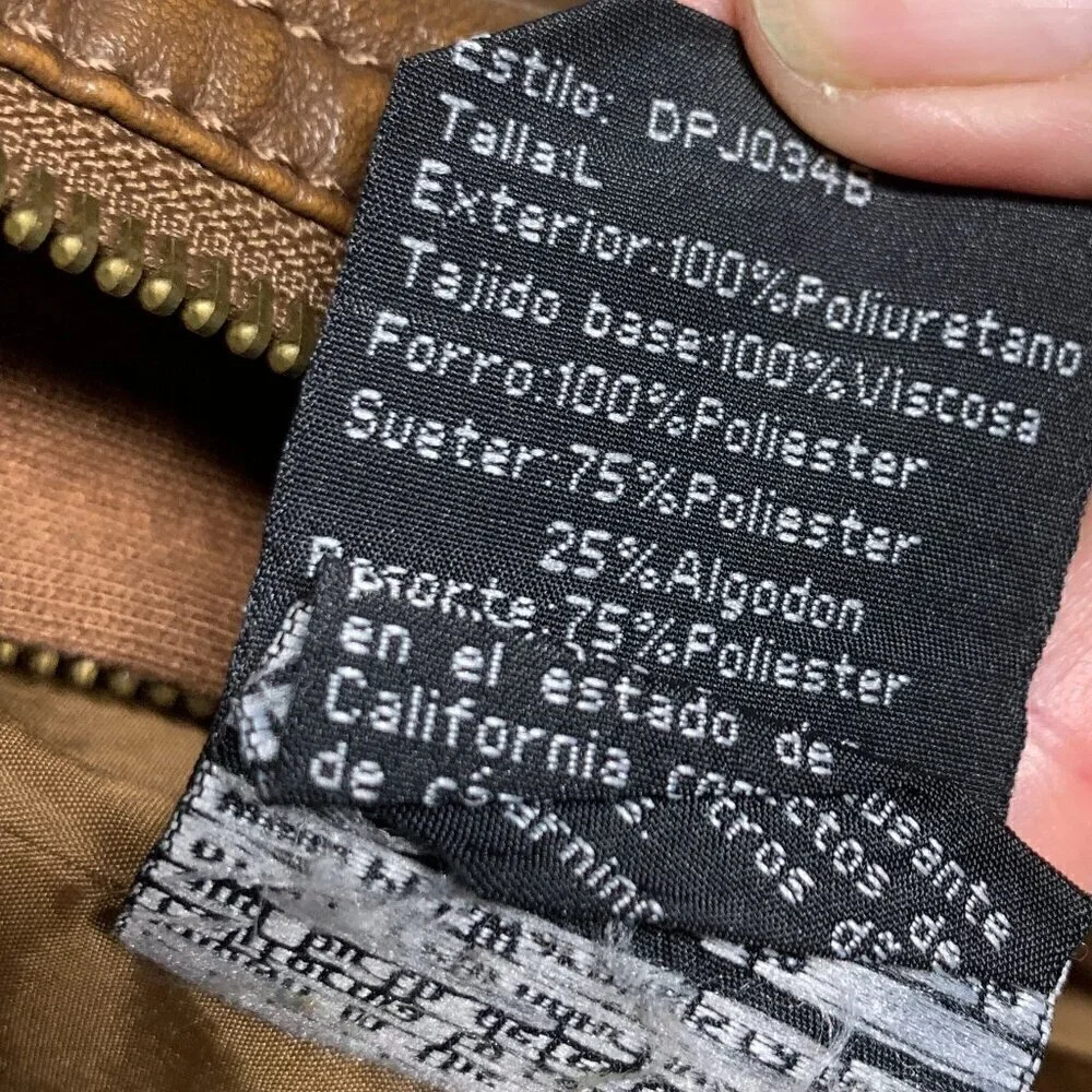 Coalition LA Camel Bomber Jacket Hoodie Double Zip Vegan Leather Sz Large NWT - Picture 9 of 12